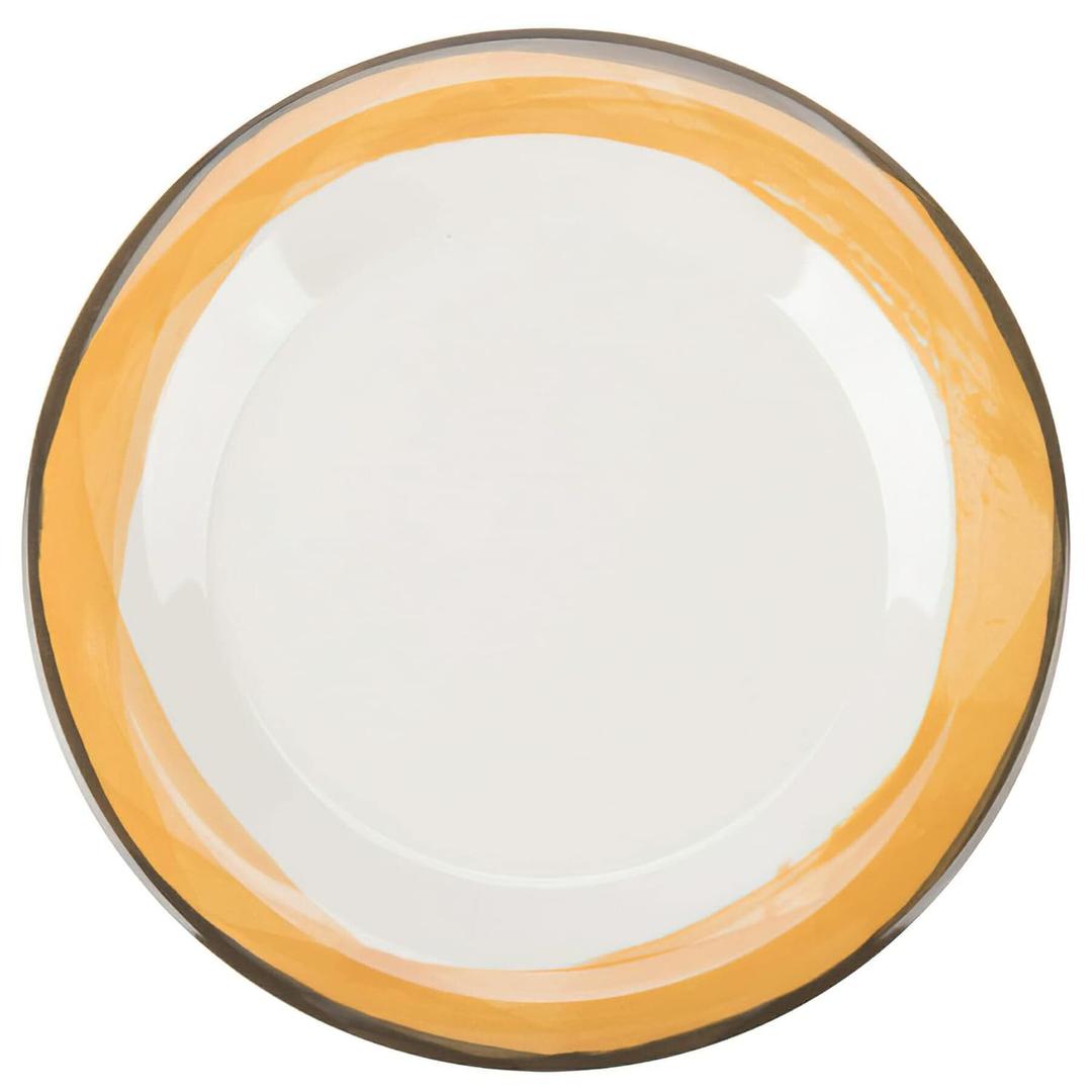 G.E.T. 9" Ivory/Yellow Heavy-Duty Wide Rim Melamine Dessert Plate (Set of 4)
