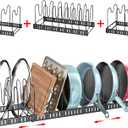 X-cosrack 15 Adjustable Dividers Pot and Pan Organizer Rack, 7" D x 32" W x 7.1" H, 3 in 1, Expandable Lid Bakeware Cupboard Rack Holder for Kitchen Cabinet Pantry Countertop, Black (Patent Pending)