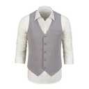 Furuyal Men Linen Casual Suit Summer Beach Wedding Suits Groomsmen Attire Prom Tuxedos Formal Outfit Vest+Pant Light Gray-XXL