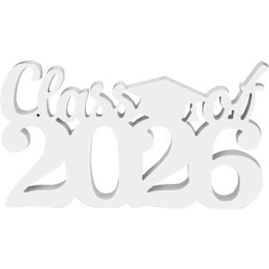 Class of 2026 Sign Graduation Decorations, White Faux Wooden Photo Booth Props, 2026 Graduation Table Decorations for Any Schools Party