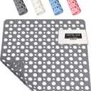 HITSLAM Shower Mat Anti Slip, 21x21 Inch No Odor Soft TPE Bathroom Shower Stall Floor Mat, Square Bath Mat for Tub Non Slip with Suction Cups and Drain Holes, Machine Washable, Soft on Feet, Grey