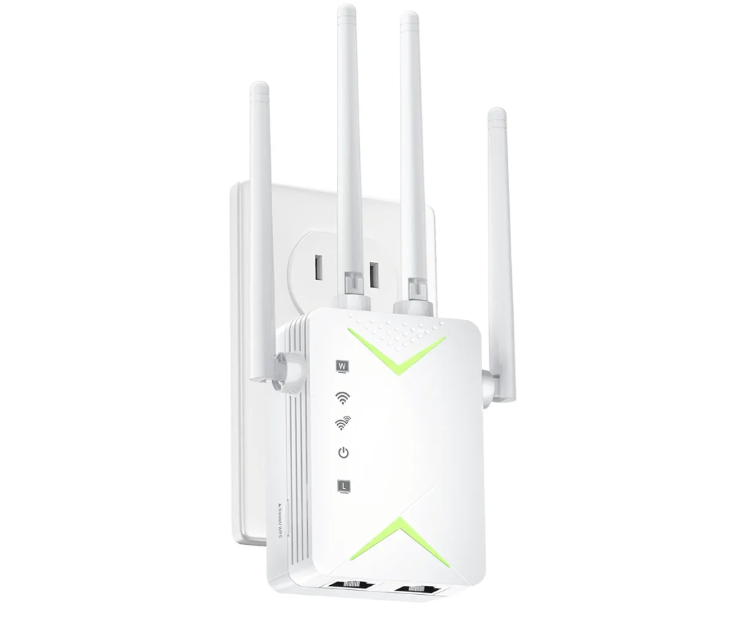 Powerful WiFi Extender Signal Booster, Up to 15,000 Sq Ft & 60 Devices, Whole Home Coverage Internet Repeater Works with Any Router | Plug and Play