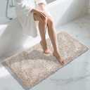 Yimobra Long Bathroom Rug Non Slip 44x24 Inch, Extra Thick Soft Absorbent Chenille Bath Mat, Machine Washable Quick Dry Bath Rugs for Bathroom Floor, Tub and Shower, Home Decor Accessories, Khaki