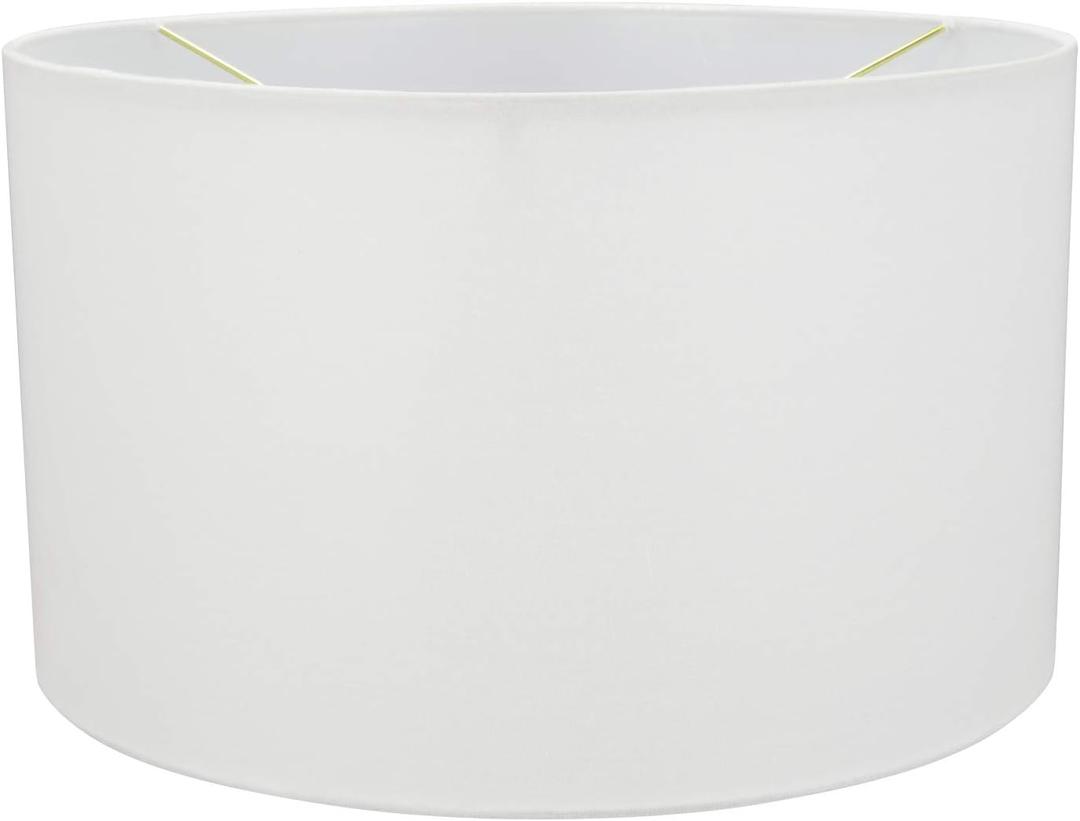 Aspen Creative 58326B UNO Construction Transitional Hardback Drum (Cylinder) Shape Lamp Shade in White, 17" Top x 17" Bottom x 10" Height