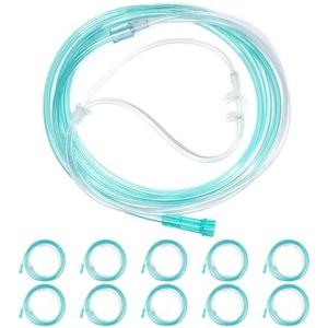 9 Pack High-Flow Ultra Soft Nasal Oxygen Cannula, Green Crush Resistant Tubing with Standard Connection 6.6 Feet