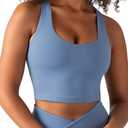YITTY Active Sports Bra Tank, Tank Top for Women with Built-in Bra, Racerback, Removable Cups, Low-Impact Yoga and Gym (Blue, S)
