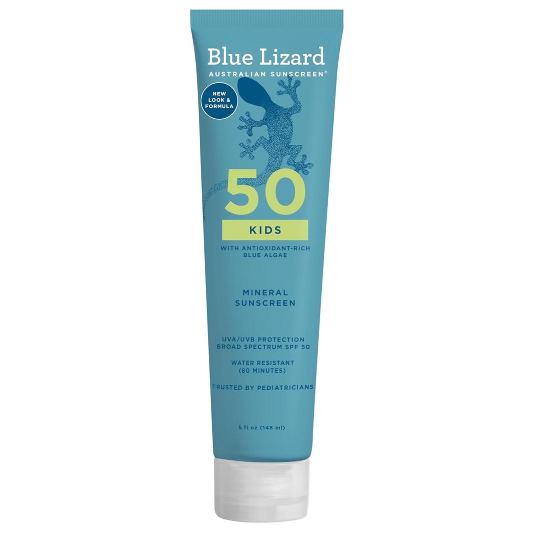 Blue Lizard Kids Mineral SPF 50 Sunscreen Lotion, 100% Mineral, Childrens Sunscreen, Water-Resistant Formula, Paraben-Free, Fragrance-Free, 5 fl oz Blue Lizard Kids Mineral SPF 50 Sunscreen Lotion, 100% Mineral, Childrens Sunscreen, Water-Resistant Formula, Paraben-Free, Fragrance-Free, 5 fl oz