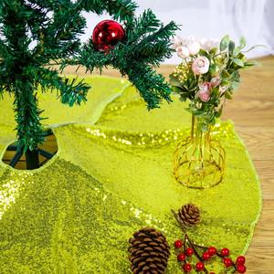 Glitter Tree Skirt Lime Green Christmas Tree Skirt 36 Inches Round Tree Skirts Sequin Tree Skirt Luxury Christmas Decoration Indoor or Outdoor (Lime Green, 36-Inches)