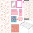 20 Pcs Locker Accessories, Locker Organizer with Shelf Magnetic Wallpaper Mirror Pen Holder Rug Whiteboard Dry Erase Marker Pink Flower Magnets Hooks for Office Back to School Supplies