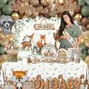 Woodland Baby Shower Decorations,273pcs Woodland Animals Baby Shower Decorations With Plates and Napkins Cups Tablecloth Backdrop Balloon Arch Cake Toppers for Woodland Creatures Baby Shower Supplies
