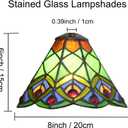 8 Inch Wide Tiffany Lamp Shade Accessories Replacement Only Mission Stained Glass Lampshades Vintage Peacock Glass Beads Light Cover for Table Lamp Pendant Light Fixtures,Green