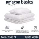 Amazon Basics Soft, Lightweight Twin Size Comforter Set, All-Season Down-Alternative 2-Piece Bedding Set, Pinch Pleat Design with Piped Edges, Twin/TwinXL, Bright White