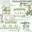 OUNIY Sage Green 172pcs Gender Neutral Baby Shower Decorations - Boho Greenery Party Supplies with Oh Baby Backdrop, Tablecloth, Balloons, BABY Box, Welcome Banner