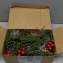 Christmas Garland Lights 6.56FT 20 Snow LED Pine Garland with Lights Battery Operated with Bells Red Berries Pinecones Cypress Greenery Garlands Decoration for Xmas Tree Mantle Door Stairs Home Decor