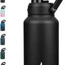 BJPKPK 87oz Insulated Water Bottle, Dishwasher Safe 2/3 Gallon Water Bottle with Ergonomic Handle, BPA Free Leak Proof Water Jug, Stainless Steel Metal Water Bottle with Anti-slip Bottom, Black