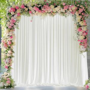 Wokceer Ivory Backdrop Curtain for Wedding Parties 10x10FT Photo Backdrop Drapes for Wedding Polyester for Photoshoot Baby Shower Birthday Party Curtains Background 2 Panels 5x10FT (10FTx10FT)