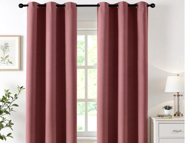 MIULEE Blackout Curtains for Bedroom Living Room 2 Panels, Thermal Insulated Room Darkening Drapes Grommet Noise Reducing Light Blocking Window Treatments 84 Inches Long 40x84 Inch Dusty Rose