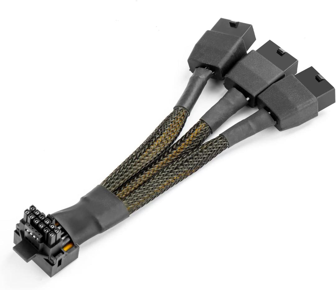 JOYJOM 16Pin GPU Cable to 3X 8Pin Pcie - 16AWG PCIE 5.0 12VHPWR 600W 90 Degree Right Angle 16 Pin 12+4Pin Power Supply Adapter for RTX 4090 4080 3090TI 4070Ti Graphics Card (Type B)