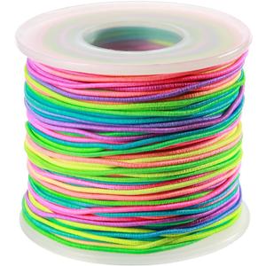 Elastic String for Bracelets, 1mm Sturdy Stretchy String Rainbow Elastic Cord for Jewelry Making, Beading Necklaces and Crafts (164 Feet)