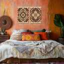 SPBL&L Floral Mexican Wall Art, Boho Abstract Flower Poster Hanger Frame, Burnt Orange Terracotta Botanical Hanging Canvas Pictures Prints Wall Decor for Home Bedroom, 12x16 Inch Set of 2