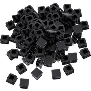 300 Pack 1x1 Inch Square Tube End Cap Plastic Plugs, 1 Inch Square Tubing Plug 1x1 Tube End Caps Fence Post Pipe Cap Cover Tubing Insert Chair Glide Finishing Plugs (Black)