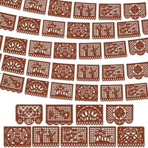 4 Pack Mexican Party Banner Fiesta Party Decorations 14.7 ft Fiesta Banner Cinco De Mayo Decorations for Day of the Dead Cinco De Mayo Home Supplies (Brown)