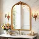 LOVNAHO Vintage Arched Gold Mirror 19x27, Baroque Traditional Ornate Gold Antique Wall Mirror for Bathroom, Entryway, Fireplace, Hallway, Large Arched Wall Mirror for Home Decor (Bronze, 19x27)