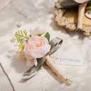 Ling's moment Boutonniere for Men, 2pcs Groom Groomsmen Guest Boutonniere, Artificial Flowers for Wedding/Prom/Homecoming, etc. Blush Cream
