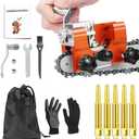 Chainsaw Sharpener Jig Kit, Portable Universal Chain Saw Sharpener Tool with 5 PCS High Hardness Burrs, Manual Hand Crank Chainsaw Sharpener, Chainsaw Blade Sharpening Attachment for 6"-22" Chain Saws
