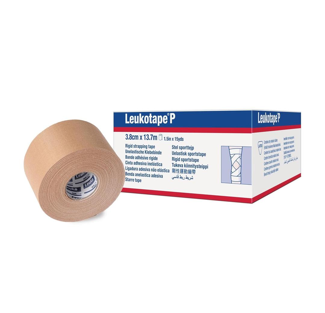 Leukotape P Adhesive Strapping Tape  for Sports Injuries, Strains and Sprains - 1.5 in x 15 yds, Tan, (1 Roll)