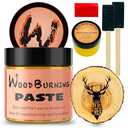 LAOBIAO Wood Burning Paste Beeswax Kit, 1 Jar Wood Burning Gel with 1 Jar Beeswax Paste, 2 Foam Paint Brushes and Squeegees for DIY Arts and Crafting & Stencil Wood Burning