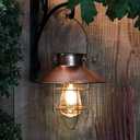 pearlstar Solar Lantern Outdoor Hanging Light Metal Farmhouse Solar Lamp with Warm White Edison Bulb Design for Garden Yard Patio Porch Decor (Brushed Copper)