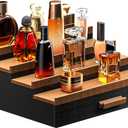 Sephyroth Cologne Organizer for Men 4 Tier of Elevated Cologne Display Shelf with Drawer Storage Perfume Organization and Storage Display Risers, Great Gift for Man(4Tier-BlackWalnut)