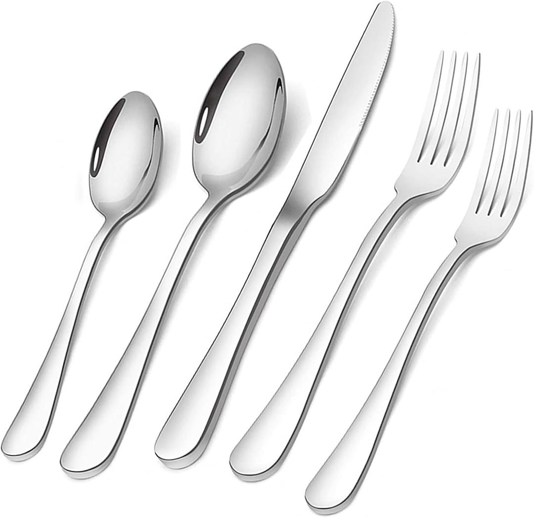 Silverware Set, Briout Flatware Set Service for 4 Stainless Steel Cutlery Set 20 Piece Include Upgraded Knife Spoon Fork Mirror Polished, Dishwasher Safe
