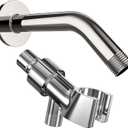 Shower Head Connector Adapter: Adjustable Handheld Showerhead Holder & 6 Inch Extension Pipe Arm - Brass Ball Joint, 360 Rotation, Universal Mount Bracket (Chrome)