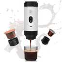 Portable Electric Espresso Machine, Travel Coffee Maker Brewer Compatible with Ground Coffee & NS Capsules (White with LCD Screen)