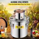 VEVOR Alcohol Still 8Gal/30L Alcohol Distiller Stainless Steel Distillery Kit for Alcohol With Copper Tube & Pump Home Brewing Kit Build-in Thermometer for DIY Whisky Wine Brandy