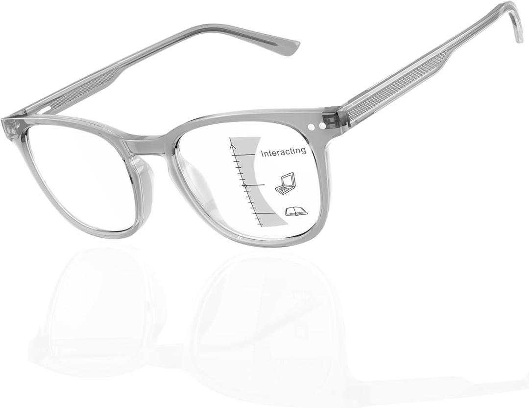 DEHOTRE Progressive Multifocus Reading Glasses for Men No Line Bifocal Transition Readers with Metal Core Wire, 2.0x