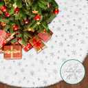 72 Inch Christmas Tree Skirt, Faux Fur Extra Large White Tree Skirt for 6 to 15 ft Xmas Tree, Plush Soft Thickened Mat with Silver Sequin Snowflake for Xmas Tree Decor Reusable Christmas Decorations