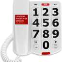 Uvital Big Button Phone for Seniors, Landline Phone for Elderly with Big Buttons, 2 One-Touch Speed Dial Keys & an SOS Emergency Button, Visual Ringer, Adjustable Volume