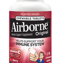 Airborne Vitamin C 1000mg (per Serving) - Very Berry Chewable Tablets (116 Count in a Bottle), Gluten-Free Immune Support Supplement, with Vitamins A C E, Zinc, Selenium, Ginger, Antioxidants(Best Before 05/2021)
