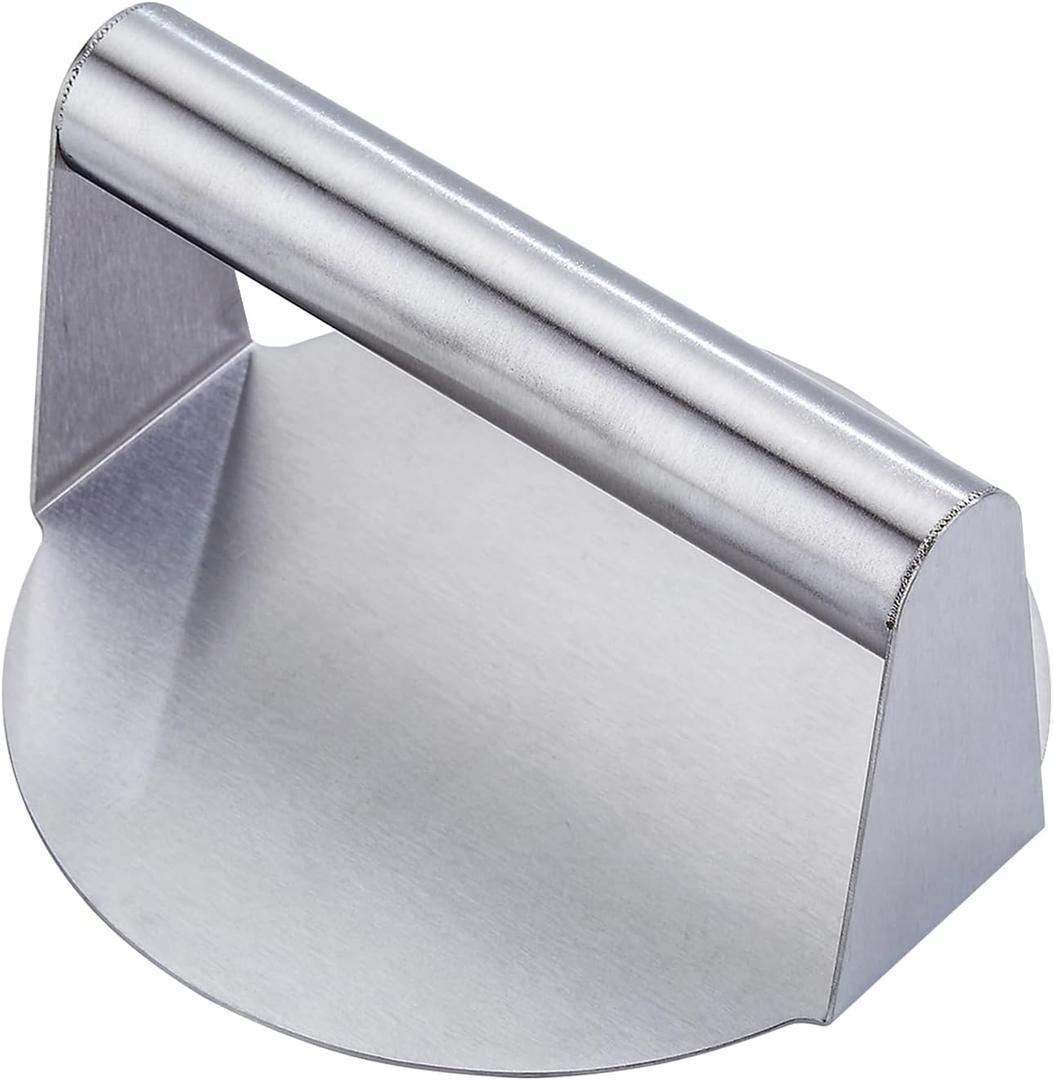 Stainless Steel Burger Press, Hamburger Smasher Tool for Griddle, Professional Griddle Accessories Kit, 5.5 Inch Round Smasher, Non Stick Grill Press for Smash Burger, Bacon, Ground Beef