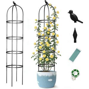 Obelisk Trellis for Garden Plants Climbing: 6ft Rustproof Metal Pipe with Plastic Coated - Potted Plant Climber Support for Outdoor Indoor Grape Vines Vegetable Fruits Flowers (1PC)