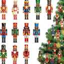 Woanger 36 Pcs Christmas Nutcrackers Ornaments African American Hanging Christmas Tree Decorations King and Soldier Nutcracker Black Figures Nutcracker Ornaments for Xmas Tree