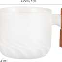 Kichvoe Porcelain Espresso Cups with Wooden Handle 2Oz Mini Coffee Mugs Set of 4 Small Ceramic Demitasse Cups for Tea and Hot Drinks Microwave and Dishwasher Safe