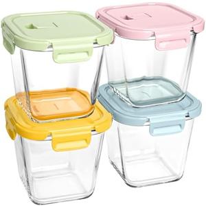 Susukkie Glass Soup Containers with Lids 32oz - Borosilicate Glass Storage Containers 4 Cup, Freezer to Microwave Safe, Airtight Leak Proof, Square Meal Prep Containers for Lunch Travel- 3 Pack