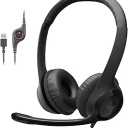 Logitech H390 Wired Headphones with Mic, USB-A Headset with Microphone for PC, Noise Cancelling Microphone for Video Meetings, Music, Gaming - Black