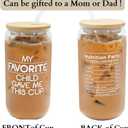 2 x Mothers Day Gifts for Mom from Son, Mom Cup, for Dad from Daughter -16 oz Coffee Glass, Momma Gifts, Daddy Gift, Funny Mother Gift, From Favorite Child Coffee Glass