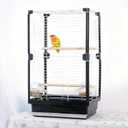 25 inch Bird Cage, Portable Travel Parrot Cage, Double-Layer Parakeet Cage, for Temporary Pet Accommodation, Trip to Vet, Short Trip, Camping, Black & White