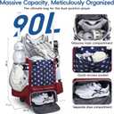 KAVIGOR Catchers Gear Bag with Wheels, 90L Rolling Baseball/Softball Bag Holds 2 Sets of Gear with Glove Compartment, Helmet Holder & Shoe Compartment, Large